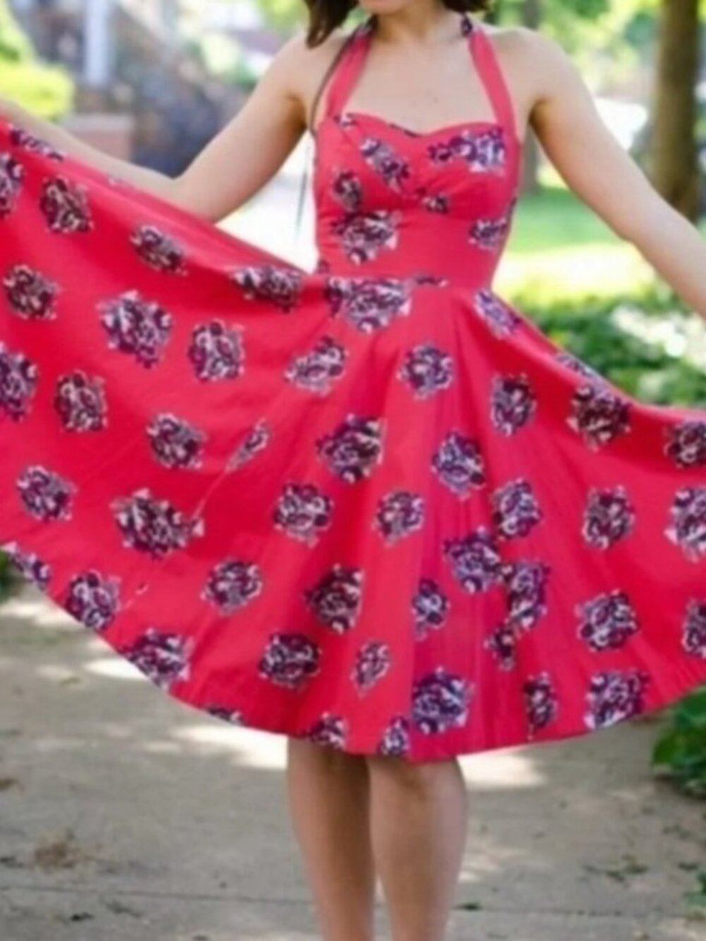 Vintage Girls From Savoy Floral Halter Dress in Dee pink size 6 Anthropologie